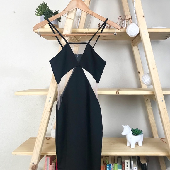 Tobi Dresses & Skirts - Mesh Cutout Black Mini Bodycon Dress Tobi